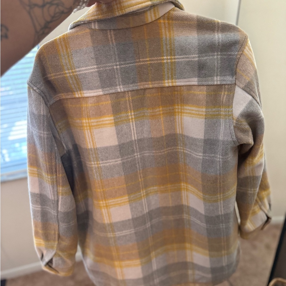 Yellow Transitional Plaid Utility Shacket - Picture 4 of 4